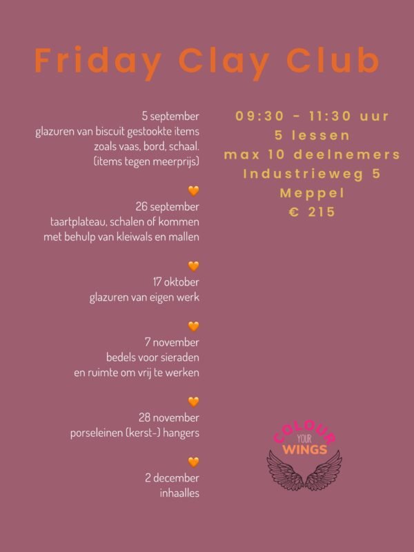 Keramiekcursus 'Friday Clay Club' najaar 2025 - Afbeelding 2